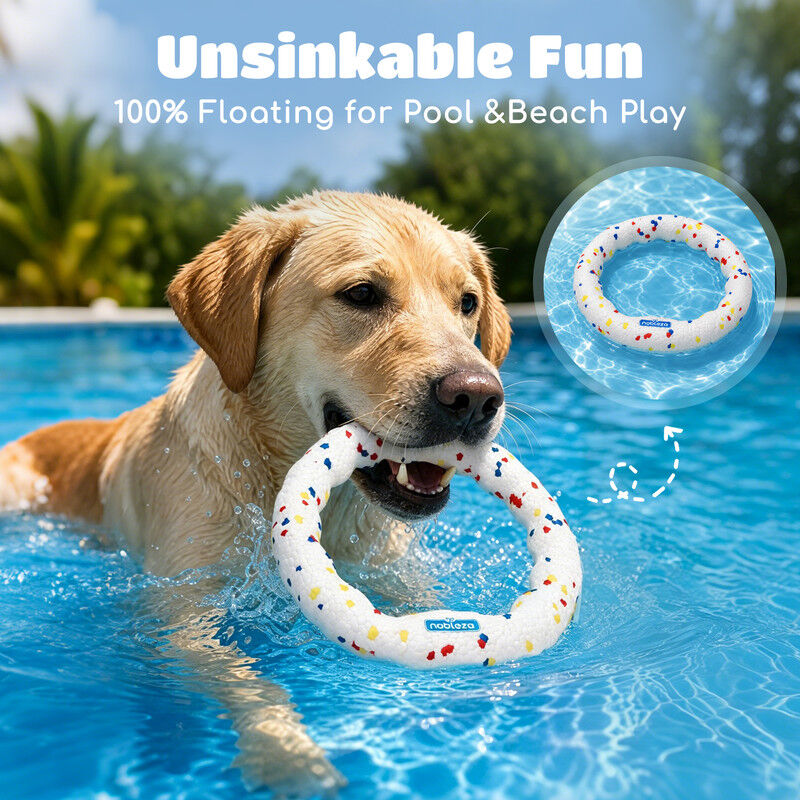 Nobleza Frisbee para Perros Pack de 2 &ndash; Disco Volador Interactivo de Goma E-TPU Indestructible y Ultraligero, Juguete Flotante y Limpiadientes para Adiestramiento en Playa y Parque &Oslash; 23 cm, , large Imagen numero 4