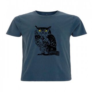 Camiseta para hombre Animal Totem búho color azul
