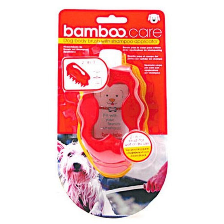 Cepillo y aplicador de champú Bamboo para perros color Rojo, , large image number null