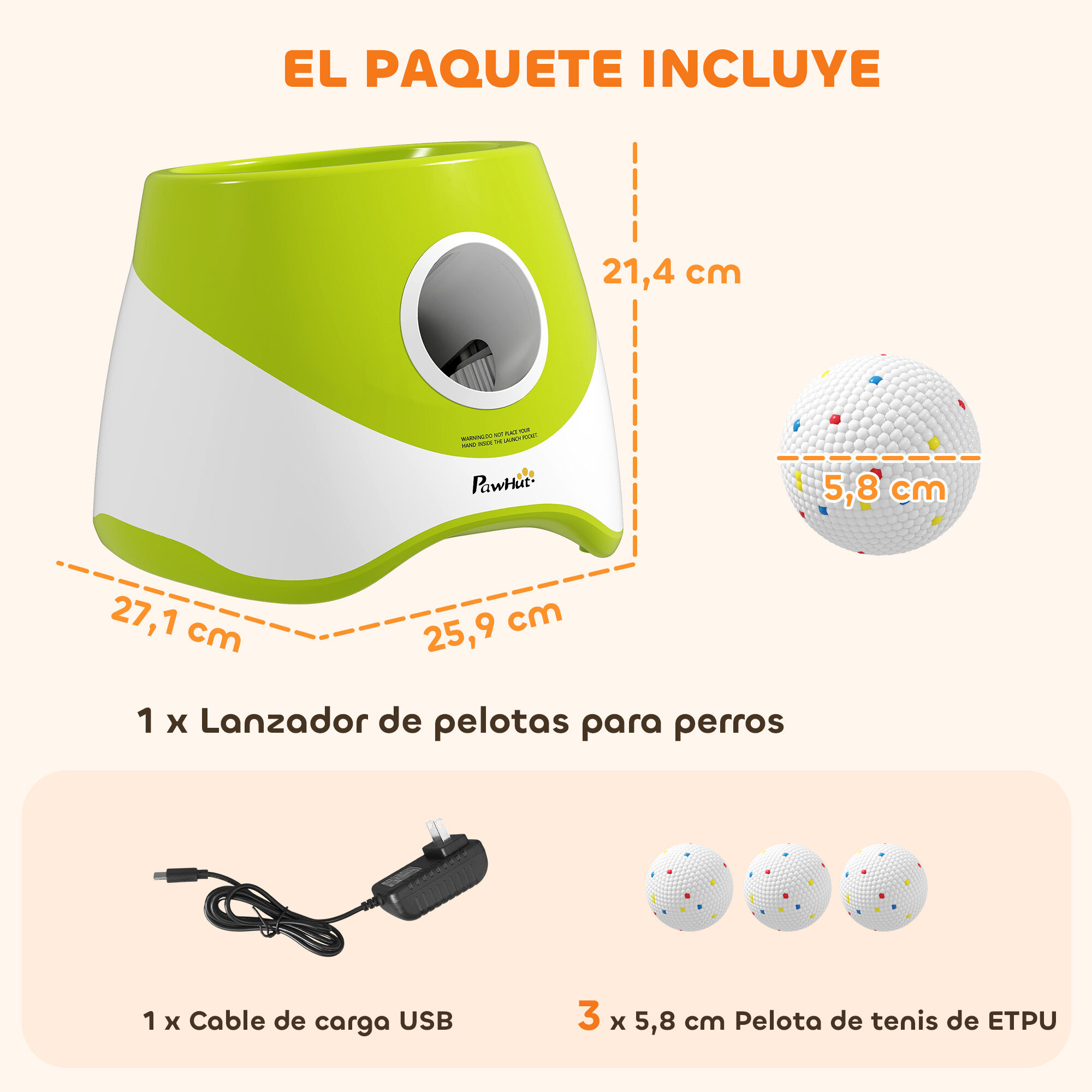 PawHut Lanzador Pelotas Perro Verde, , large Imagen numero 3