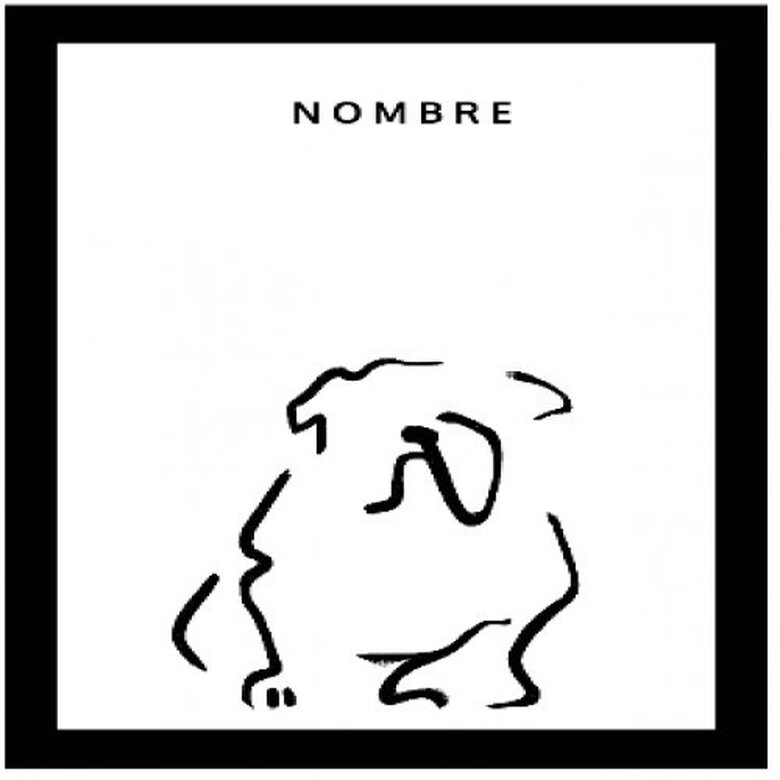 Ilustración de Bulldog con marco negro color Blanco, , large image number null