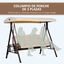 Outsunny Columpio Balancín de Jardín de 3 Plazas con Techo Parasol 2 Cojines Bandeja para Bebidas y Marco de Metal para Terraza Balcón Exterior Carga Max. 360 kg 207x120,5x174 cm Beige, , large indicador imagen numero 5