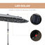 Outsunny Sombrilla Doble 295x150x219 cm Sombrilla de Jardín con Luces LED Solares Techo con Inclinación Ajustable y Manivela Manual para Patio Piscina Playa Gris, , large indicador imagen numero 4
