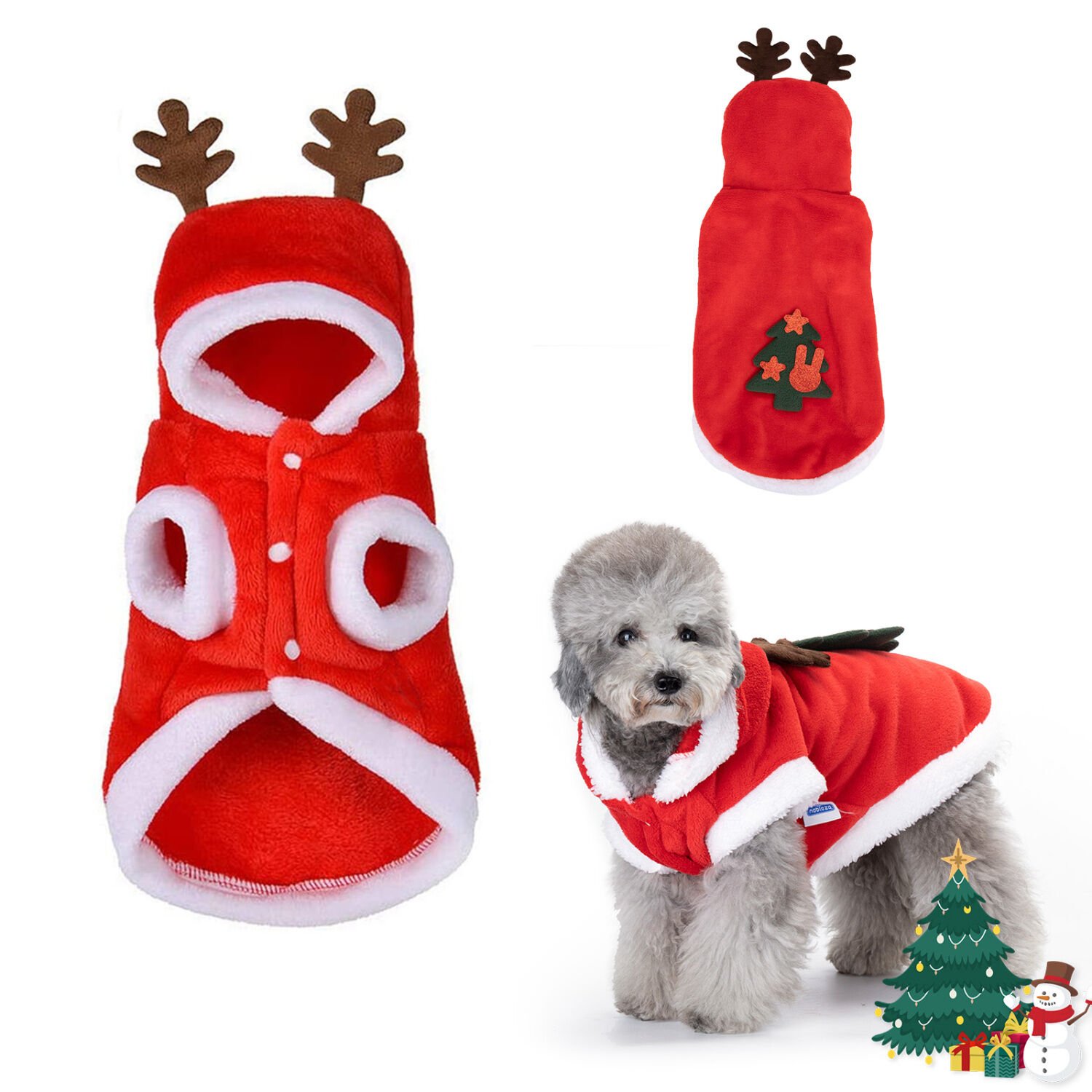 Nobleza - Ropa Navide&ntilde;a para Perro, Chaqueta con Capucha para Perro, Sudadera con Capucha, Invierno C&aacute;lido Oto&ntilde;o Invierno Mascota Reno Ropa de Algod&oacute;n, Abrigo Traje de Fiesta de Disfraces de Navidad, , large Imagen numero 6