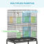 PawHut Jaula para Pájaros con Ruedas 79x49x133 cm Pajarera Metálico Jaula Grande con Soporte con 4 Comederos 3 Perchas Juguetes Bandeja Extraíble Estante para Canarios Periquitos Negro, , large indicador imagen numero 4