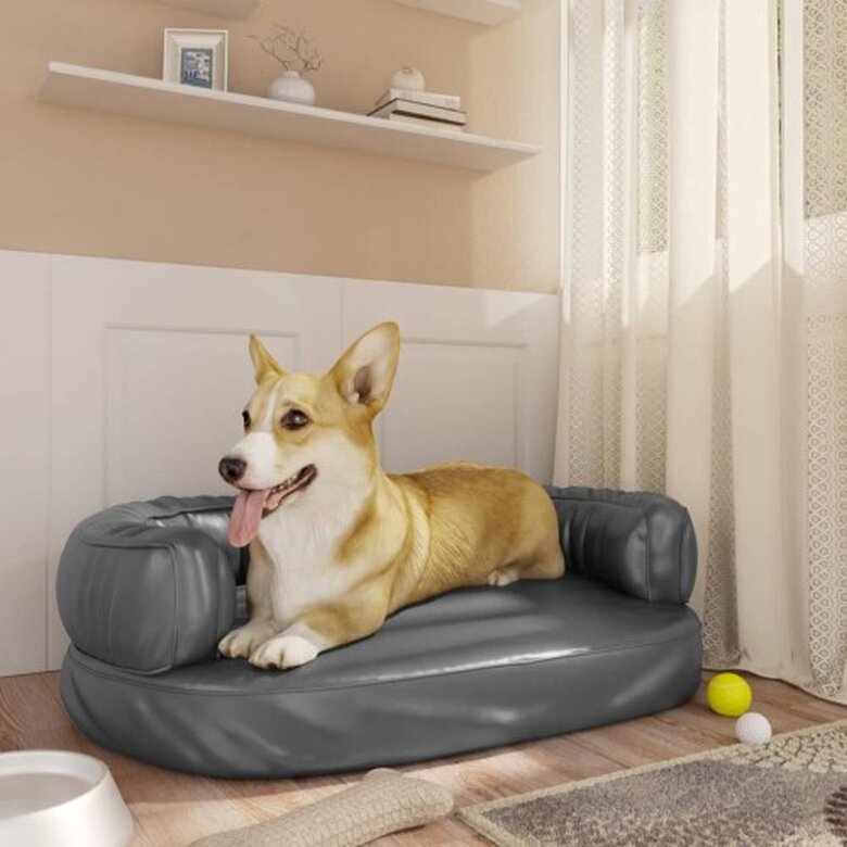 Vidaxl sofá acolchado rectangular gris para perros, , large image number null