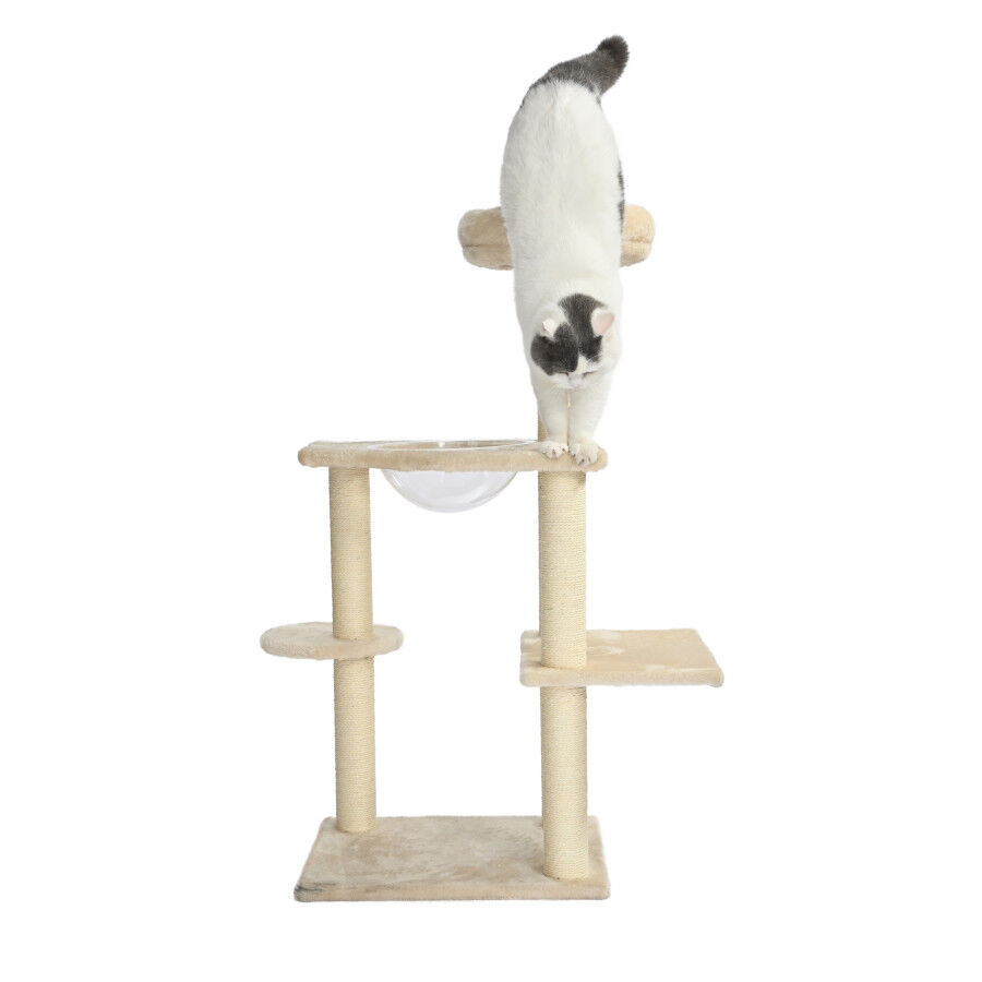 Leeby Luna árbol rascador con cama y juguete para gatos thumbnail