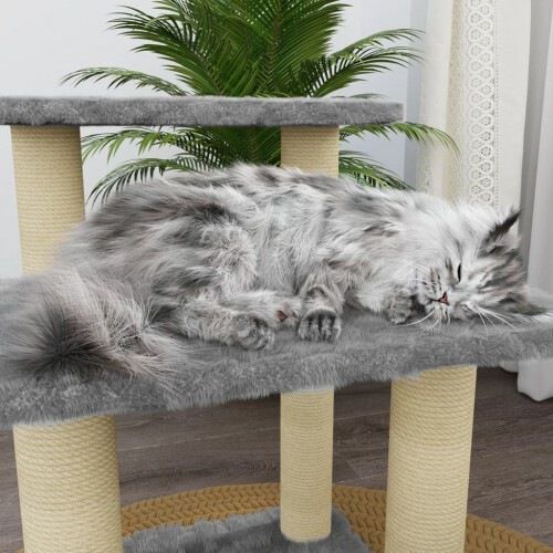 Vidaxl rascador en forma de escalera gris claro para gatos, , large Imagen numero 5