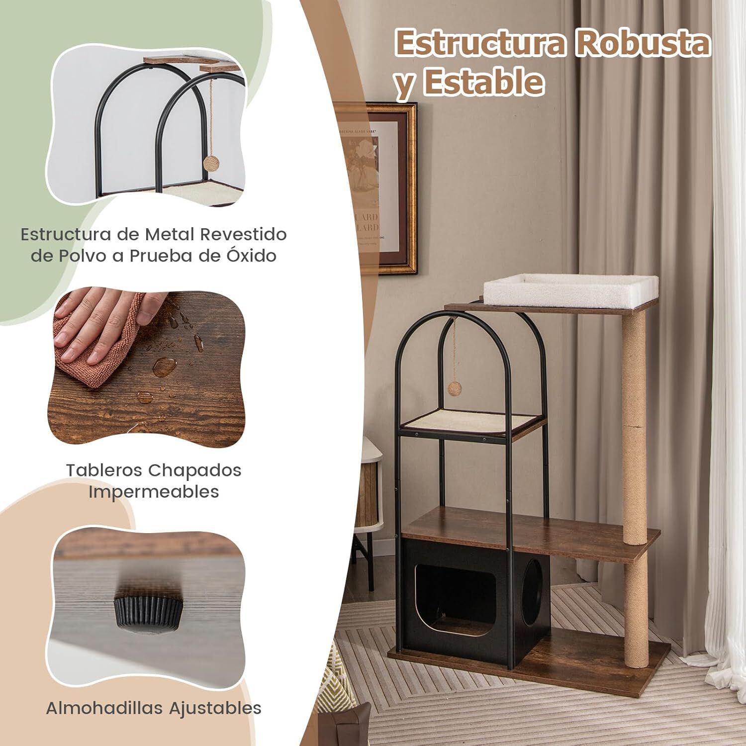 COSTWAY Poste rascador negro para gatos thumbnail