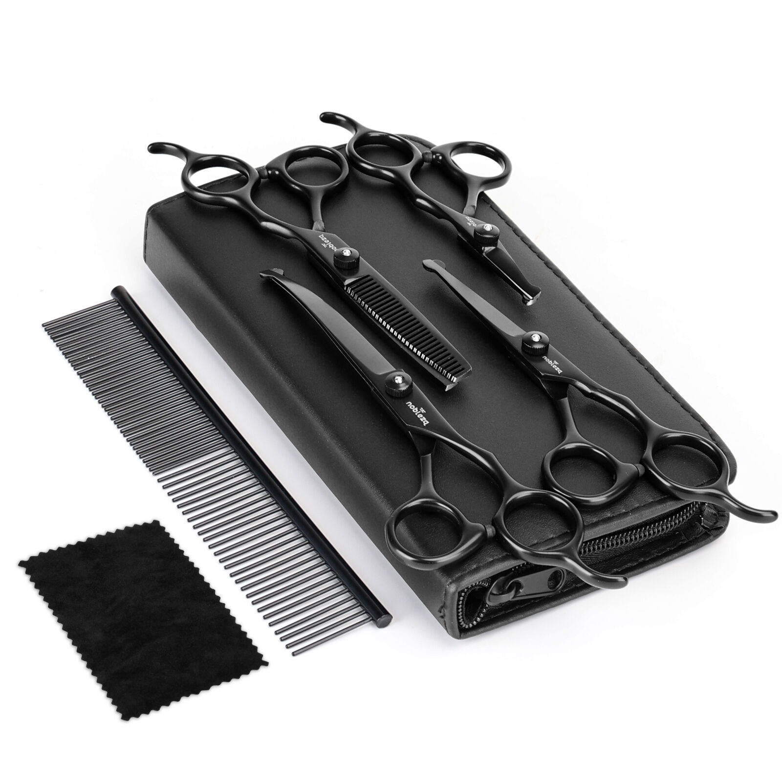 Nobleza Tijeras para Perros, Tijeras Peluqueria Canina Profesionales para Mascotas 6 en 1, Tijeras Cortar Pelo de Punta Redonda y Curvas para Perro y Gato, Tijeras Peque&ntilde;as, Peine de Acero, , large Imagen numero 1