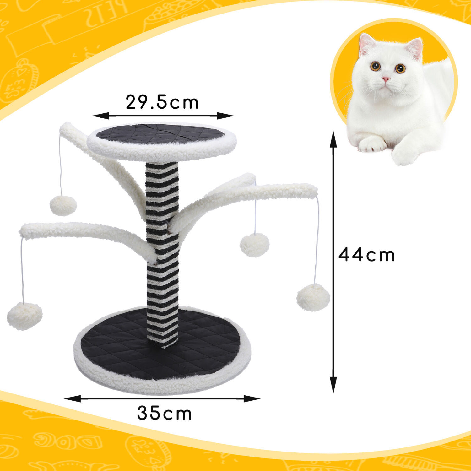 Nobleza &ndash; Poste rascador para gatos de sisal con juguete. Peque&ntilde;o, Medidas: L35*W35*H44CM, , large Imagen numero 5