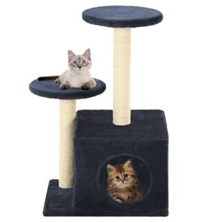 Rascador con poste de sisal para gatos color Azul