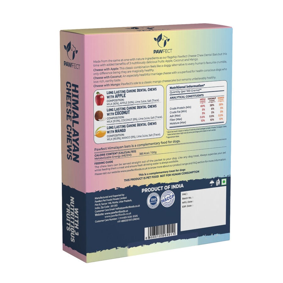 Pawfect Masticables dentales de queso del Himalaya: manzana, coco y mango thumbnail