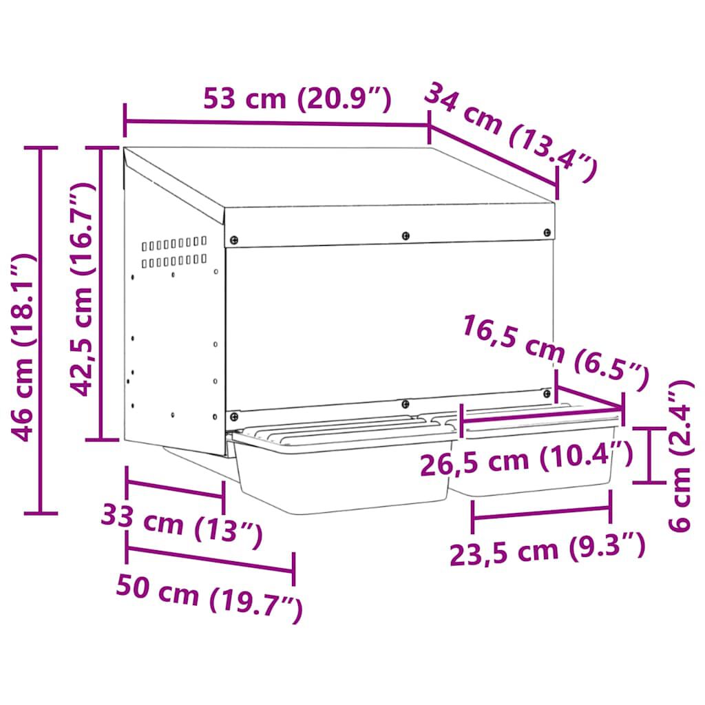 vidaXL Nido para gallinas de acero galvanizado para montar en la pared thumbnail