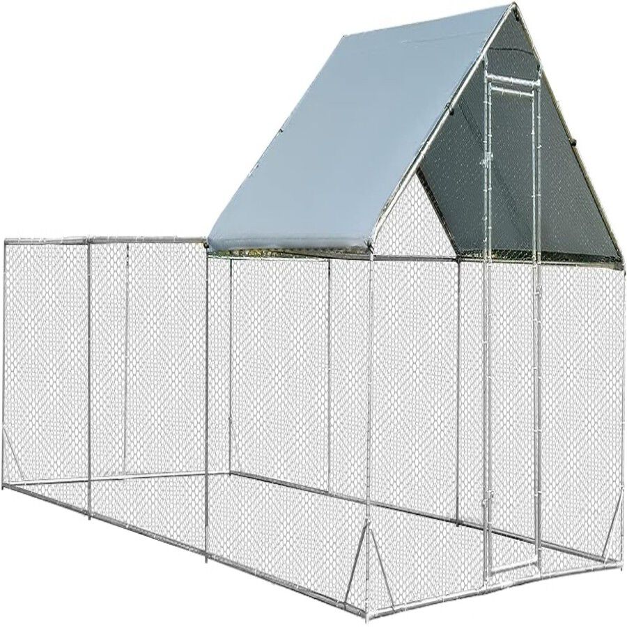 COSTWAY Gran Gallinero de Metal para Aves de Corral  y Conejos