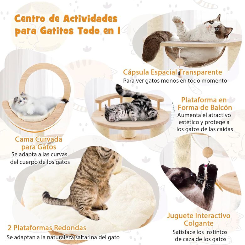 COSTWAY Árbol con cama redonda para gatos thumbnail