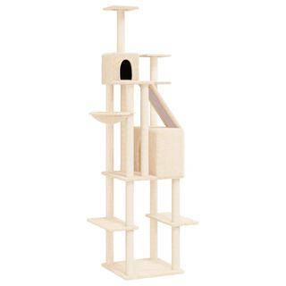 Vida XL Rascador con postes de sisal crema (201 cm) para gatos