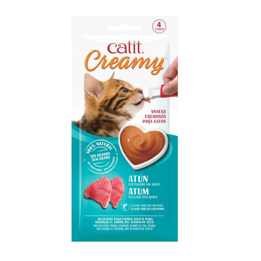 4 sobres x 10 g Catit Creamy Snack L&iacute;quido de At&uacute;n para gatos, , large Imagen numero 1