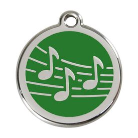 Red Dingo Placa identificativa Acero Inoxidable Esmalte Música Verde para perros