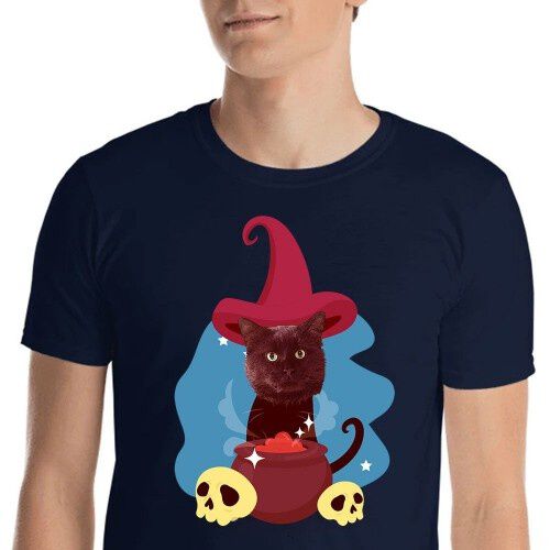 Mascochula camiseta hombre el brujo personalizada con tu mascota azul marino thumbnail