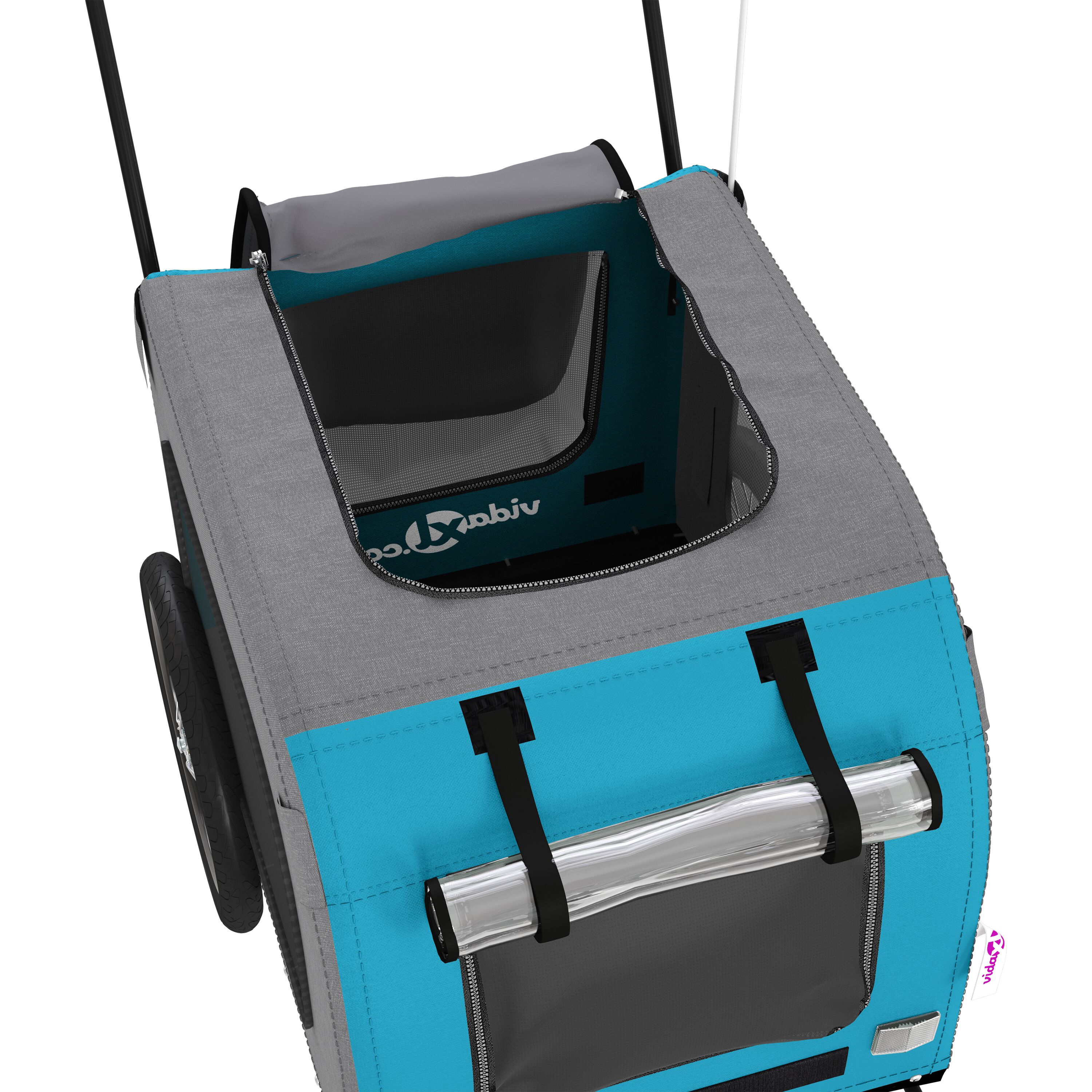 vidaXL Remolque de bicicleta para mascotas Azul y gris, , large Imagen numero 5