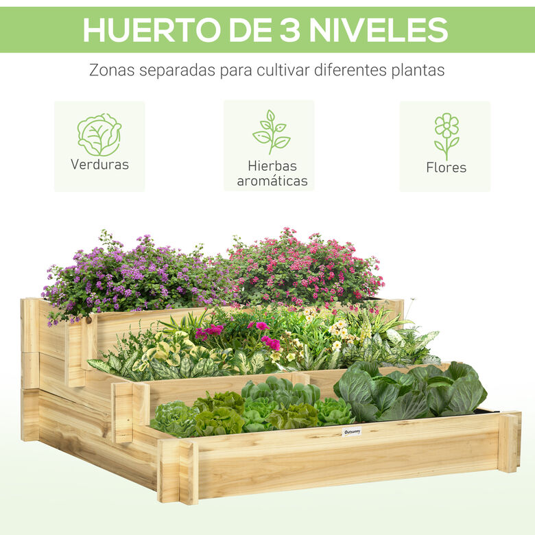 Outsunny Jardinera Madera Natural thumbnail
