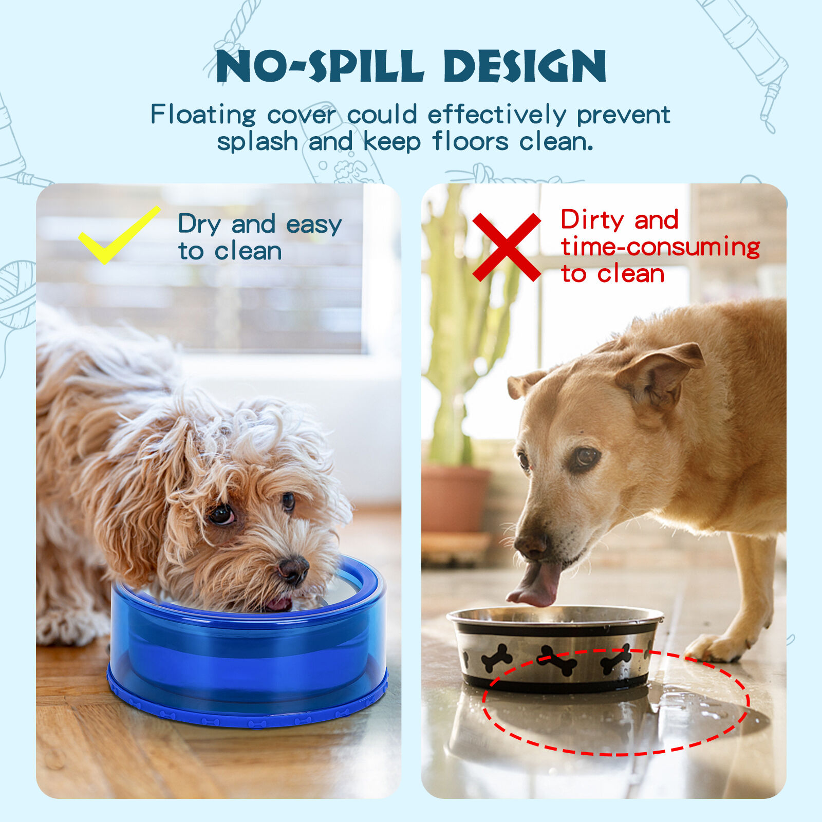 Nobleza-1L Bebedero Antisalpicaduras Perro,Cuenco de Agua Flotante para Mascotas,Bebedero para Perros,Bebedero Gatos,Sin Derrames,Antidesbordamiento,Azul, , large Imagen numero 3