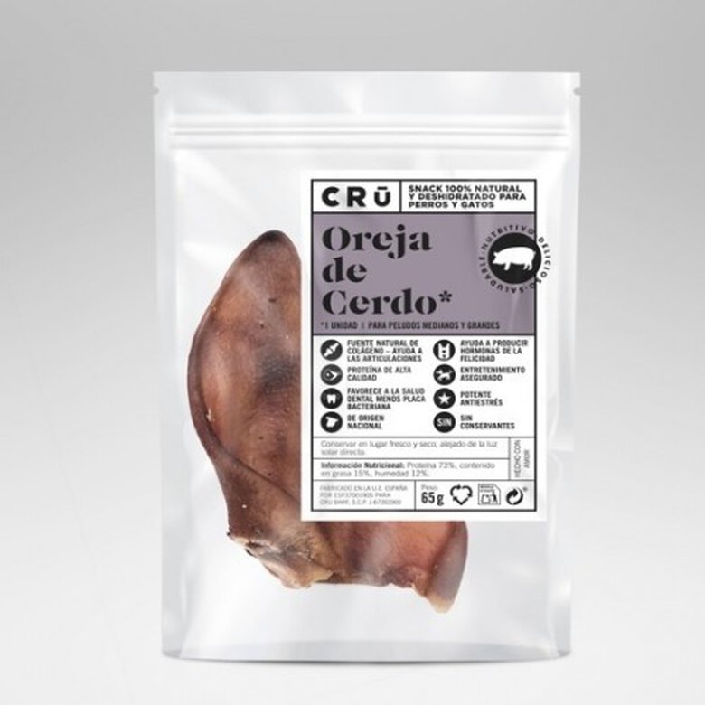 CRU oreja deshidratada de cerdo para perros, , large image number null
