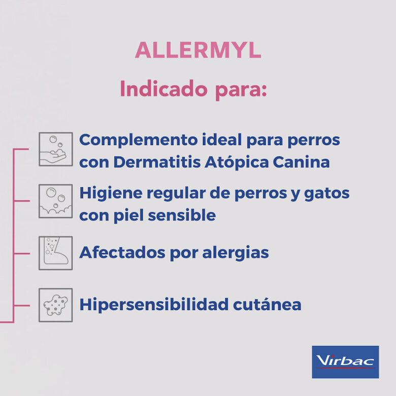 Virbac Allermyl Champú dermatológico para piel sensible de perros y gatos, , large image number null