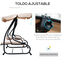 Outsunny Columpio Balancín Jardín 3 Plazas Convertible en Cama Techo Parasol Regulable Bandeja para Bebida Terrza Balcón Exterior Carga máx. 340kg 200x120x164cm Marco Acero, , large indicador imagen numero 5