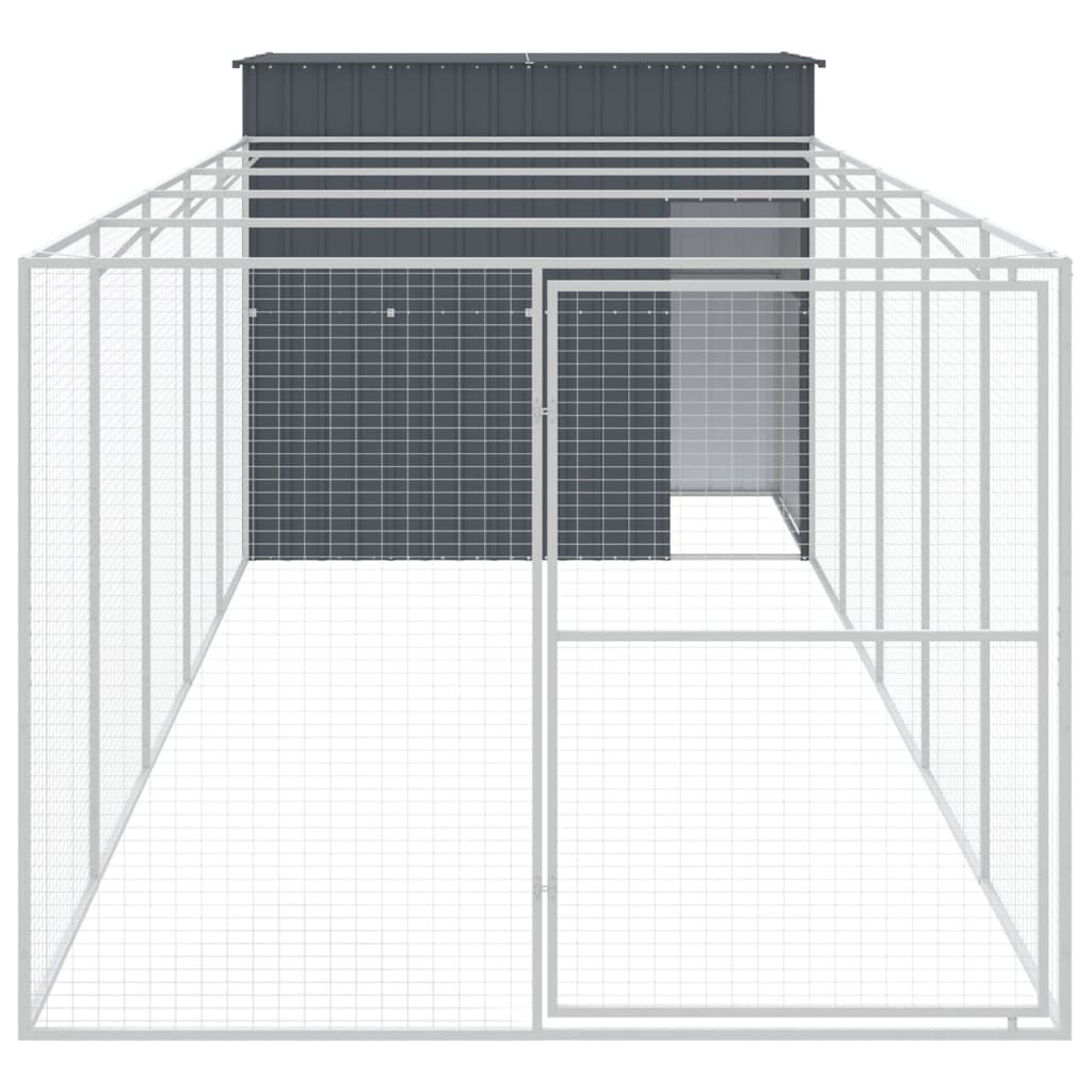 vidaXL Caseta perros con corral acero galvanizado gris 214x1069x181 cm, , large Imagen numero 6