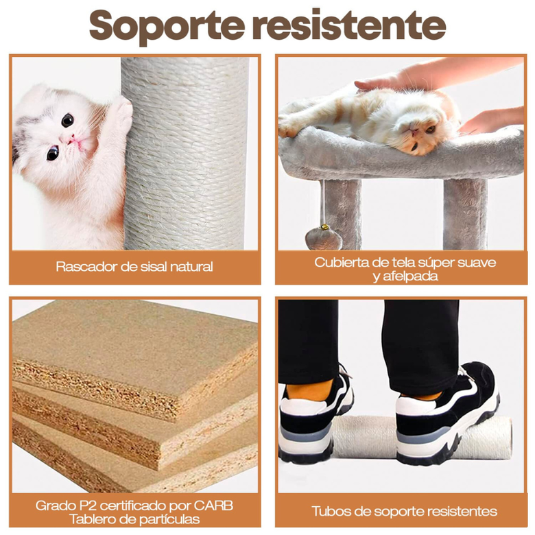 Edipets &aacute;rbol rascador 4 niveles con hamaca beige para gatos, , large Imagen numero 4