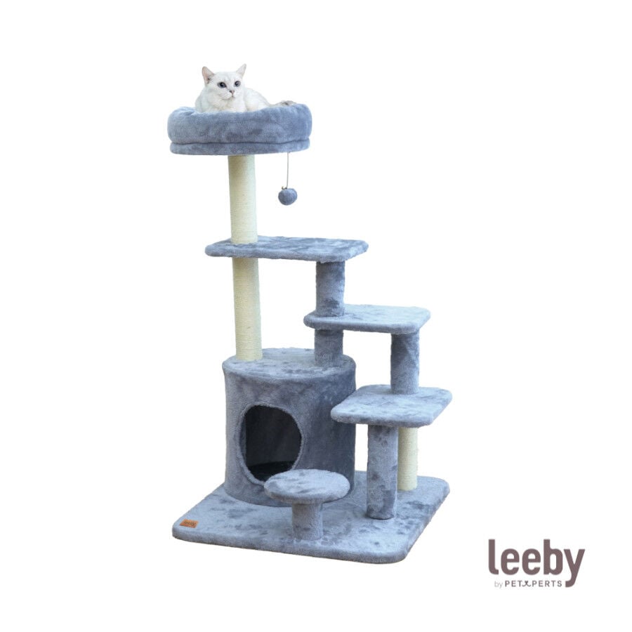 Leeby Eduardo torre rascador multiplataforma con cama nido y juguete para gatos thumbnail