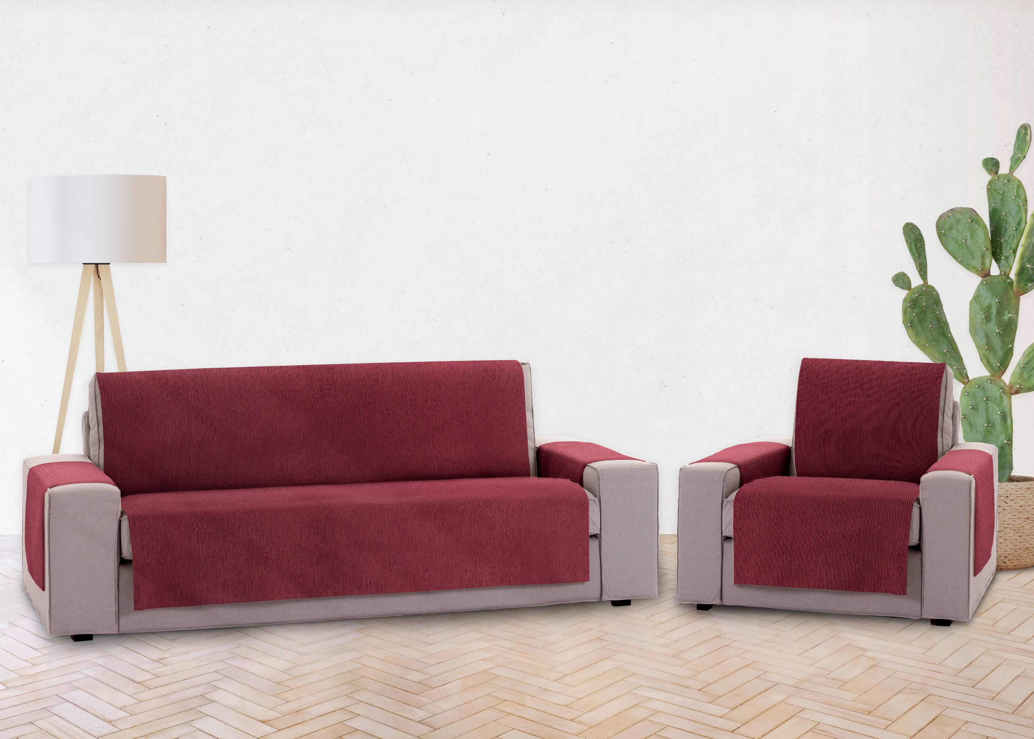 Vipalia Protector Funda Sofa. Cubresofa. Chenilla Lisa. Dise&ntilde;o Elite. Color Rojo. 4 Plazas, , large Imagen numero 3