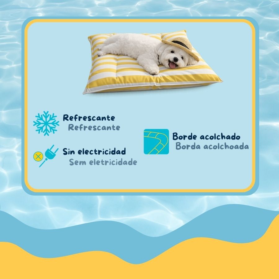 Summer Vibes Cama Rectangular Refrescante Amarilla para perros, , large Imagen numero 3