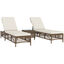 Outsunny Conjunto de 2 Tumbonas de Ratán Tumbonas de Jardín con Mesa de Centro Respaldo Ajustable en 5 Niveles y Cojines 196x54x32 cm Beige, , large indicador imagen numero 1