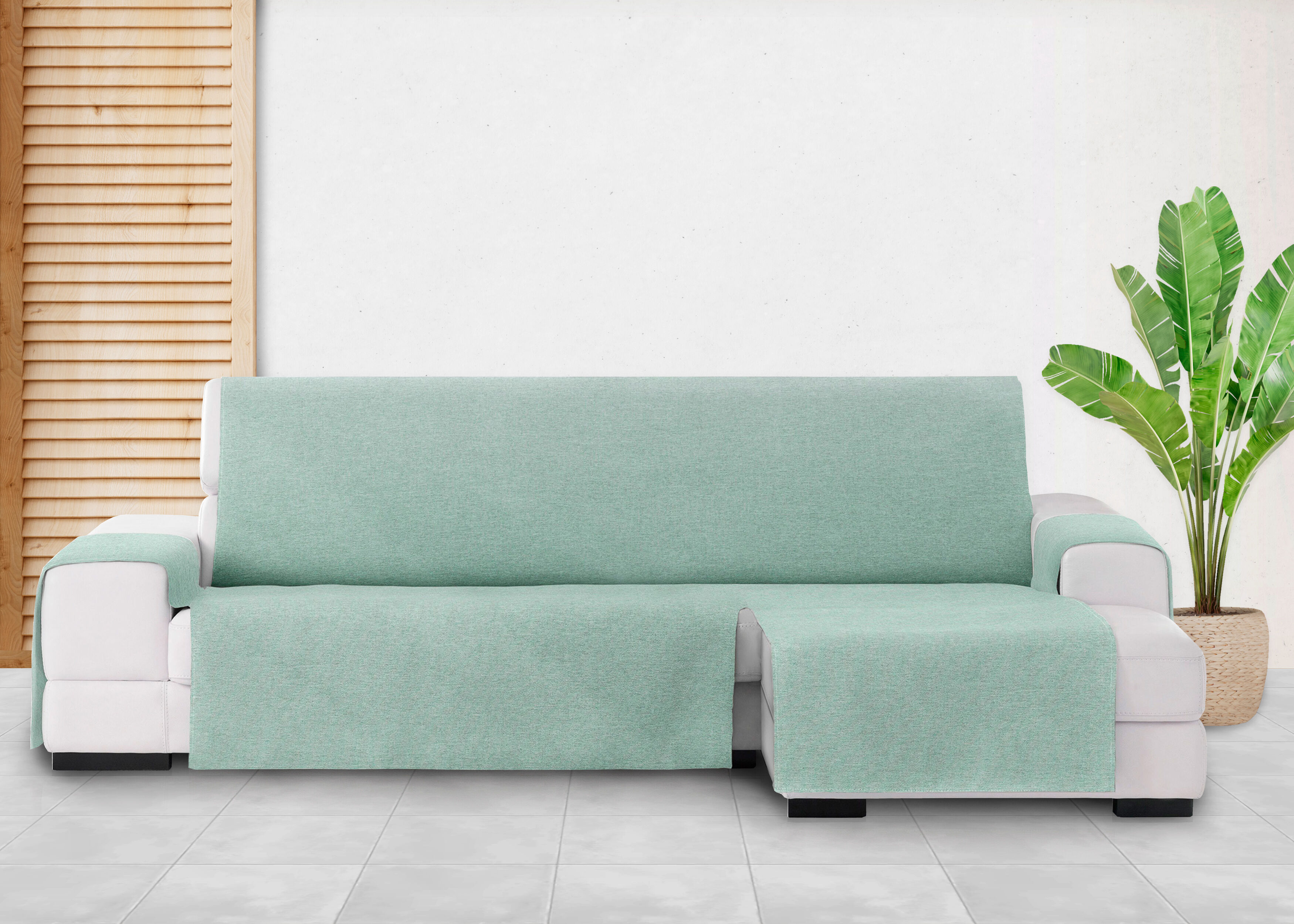 Vipalia Protector Cubre Sof&aacute; Chaise Derecho 290 Color Verde Modelo Brisa, , large Imagen numero 4
