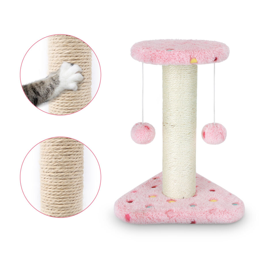 Nobleza - Juguete rascador para Gatos, Tipo Columna con Pelotas. Color Rosa, Alto 28cm., , large Imagen numero 5