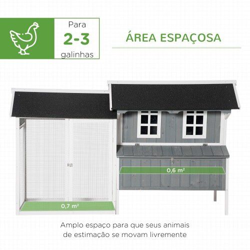 PawHut Gallinero de Madera Exterior de 2 Niveles para gallinas, , large Imagen numero 4