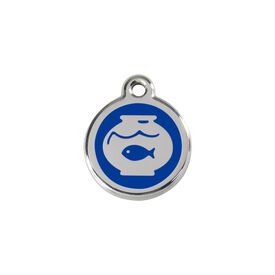Red Dingo Placa identificativa Acero Inoxidable Esmalte Pecera Azul para gatos