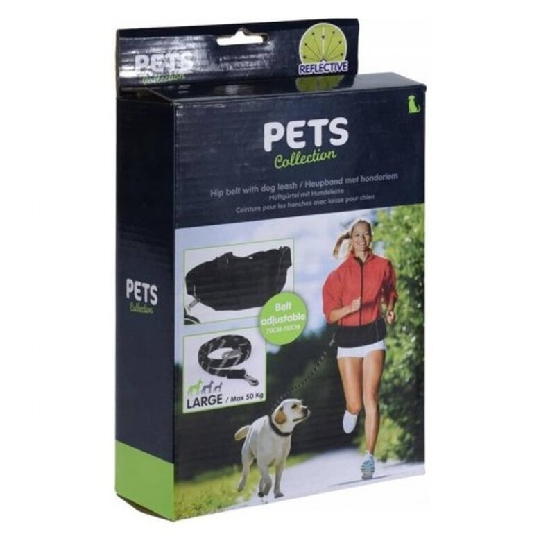 Pets Collection correa con cinturón negro para mascotas, , large image number null