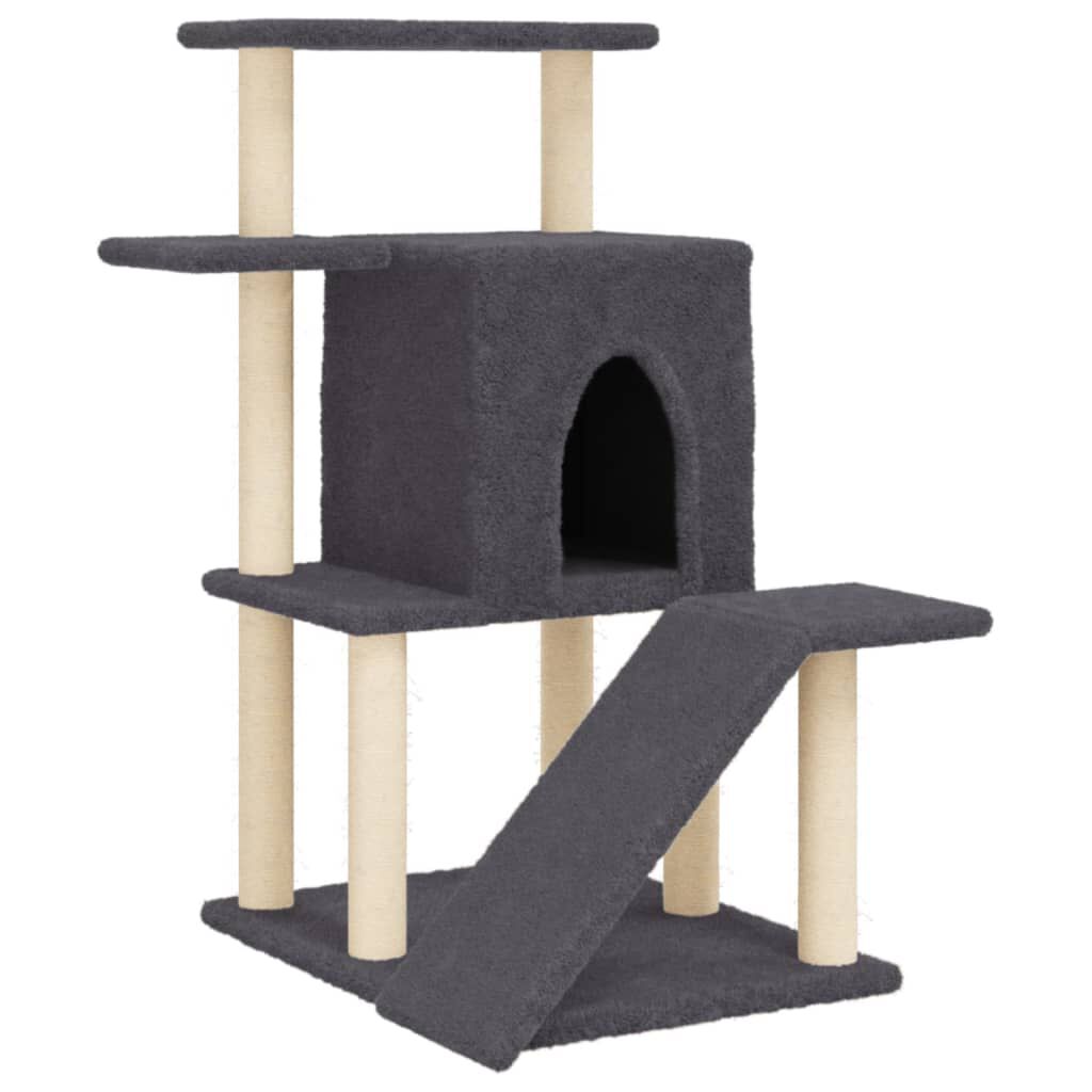 vidaXL Rascador para gatos con postes de sisal gris oscuro 97 cm, , large Imagen numero 1