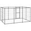 Vidaxl perrera de acero con puerta de bisagra negra para perros, , large indicador imagen numero 11