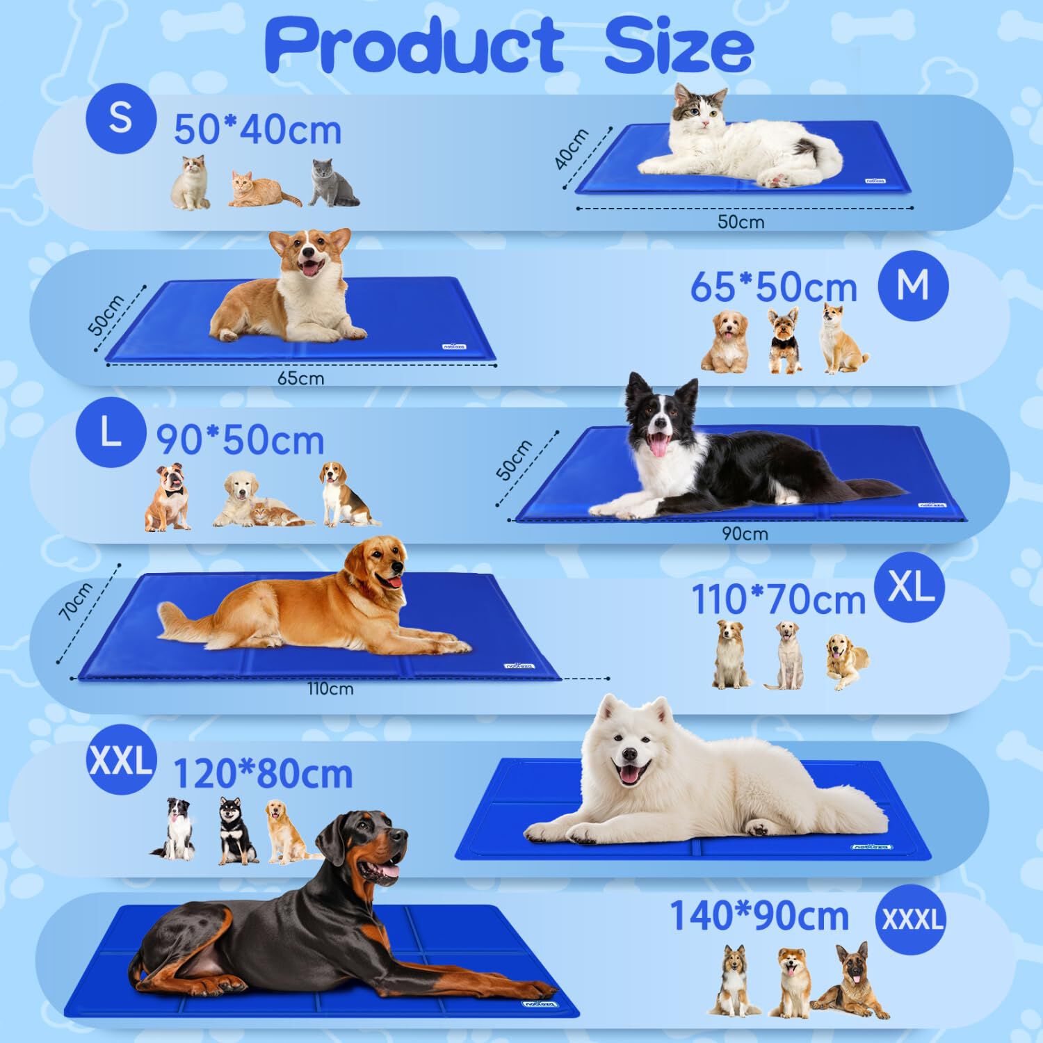 Nobleza Alfombrilla Refrescante para Mascotas &ndash; Gel Auto-refrigerante No T&oacute;xico, Ideal para Perros y Gatos en Verano &ndash; Tama&ntilde;o: 70x110 cm &ndash; Azul, , large Imagen numero 2