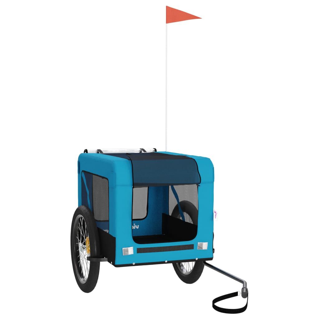 vidaXL Remolque de bicicleta para perros hierro tela Oxford azul negro, , large Imagen numero 2