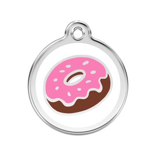 Red Dingo Placa identificativa Donut Rosa Acero Inoxidable para perros