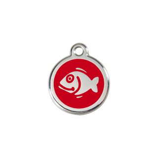 Red Dingo Placa identificativa Acero Inoxidable Esmalte Pez Rojo para gatos