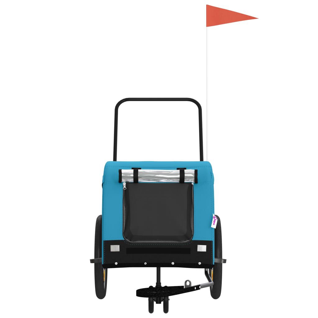 vidaXL Remolque de bicicleta mascotas hierro tela Oxford azul negro, , large Imagen numero 7