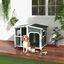PawHut Caseta para Perros Casa para Perros Pequeños de Madera con Techo Abatible Frontal de Acrílico Puerta con Cortina y Fondo Extraíble 101x66,5x70,5 cm Gris Oscuro, , large indicador imagen numero 2