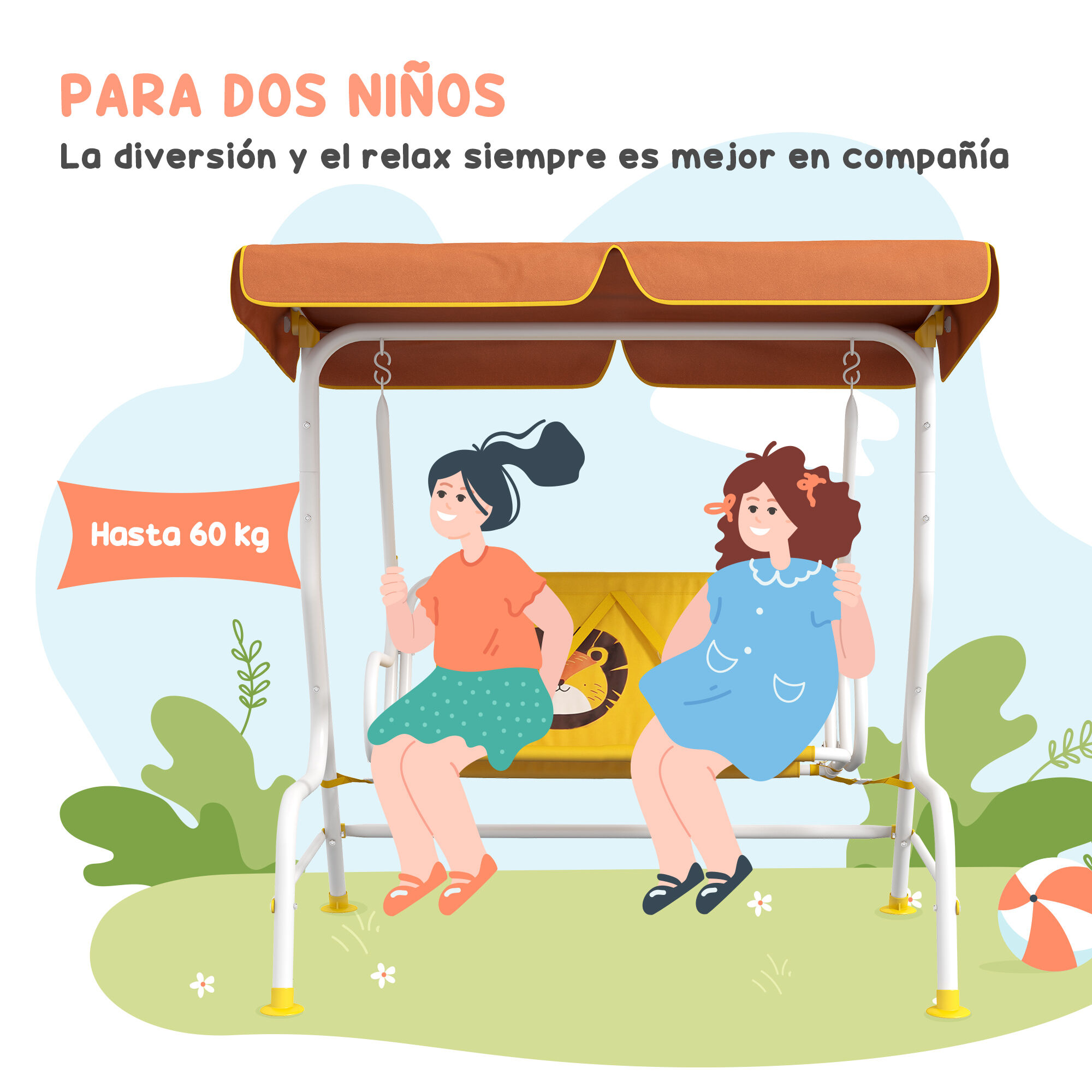 Outsunny Balanc&iacute;n de Jard&iacute;n Amarillo, , large Imagen numero 4